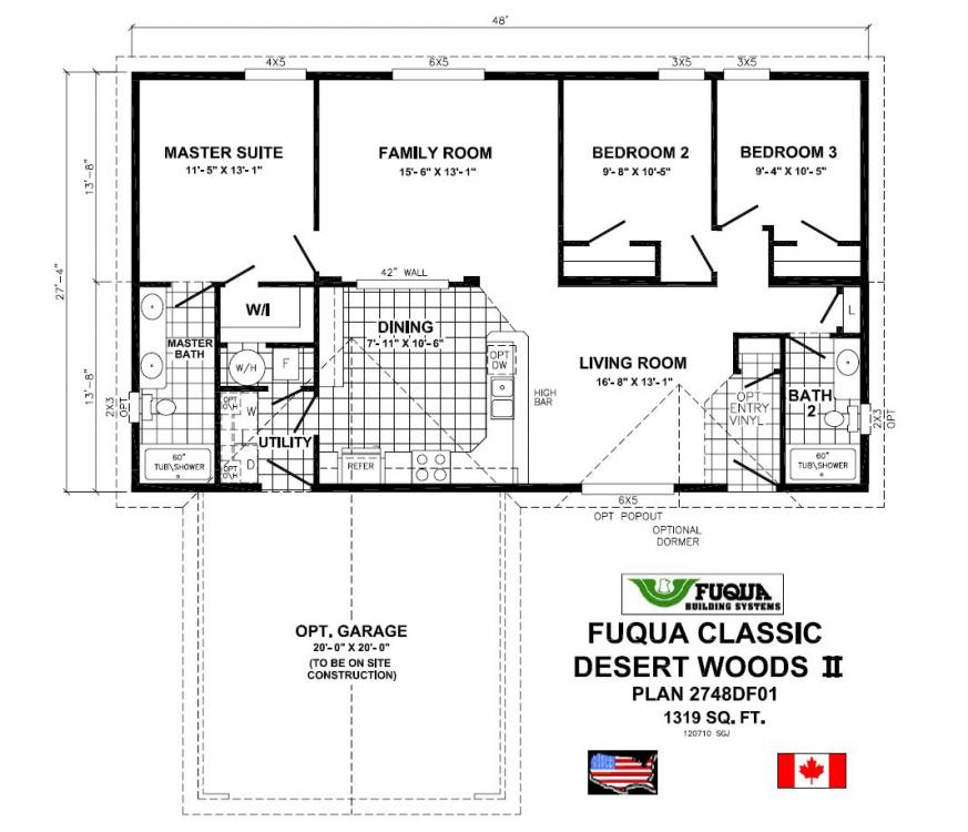 Desert Woods II 1319 Square Foot Ranch Floor Plan